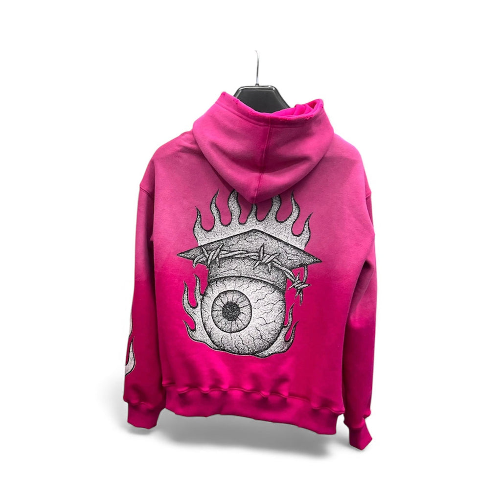 EYE 4 AN EYE HOODIE (CRIMSON RED + MAGENTA PINK)