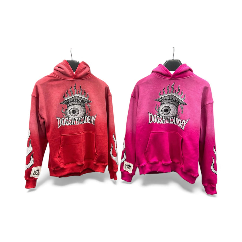 EYE 4 AN EYE HOODIE (CRIMSON RED + MAGENTA PINK)