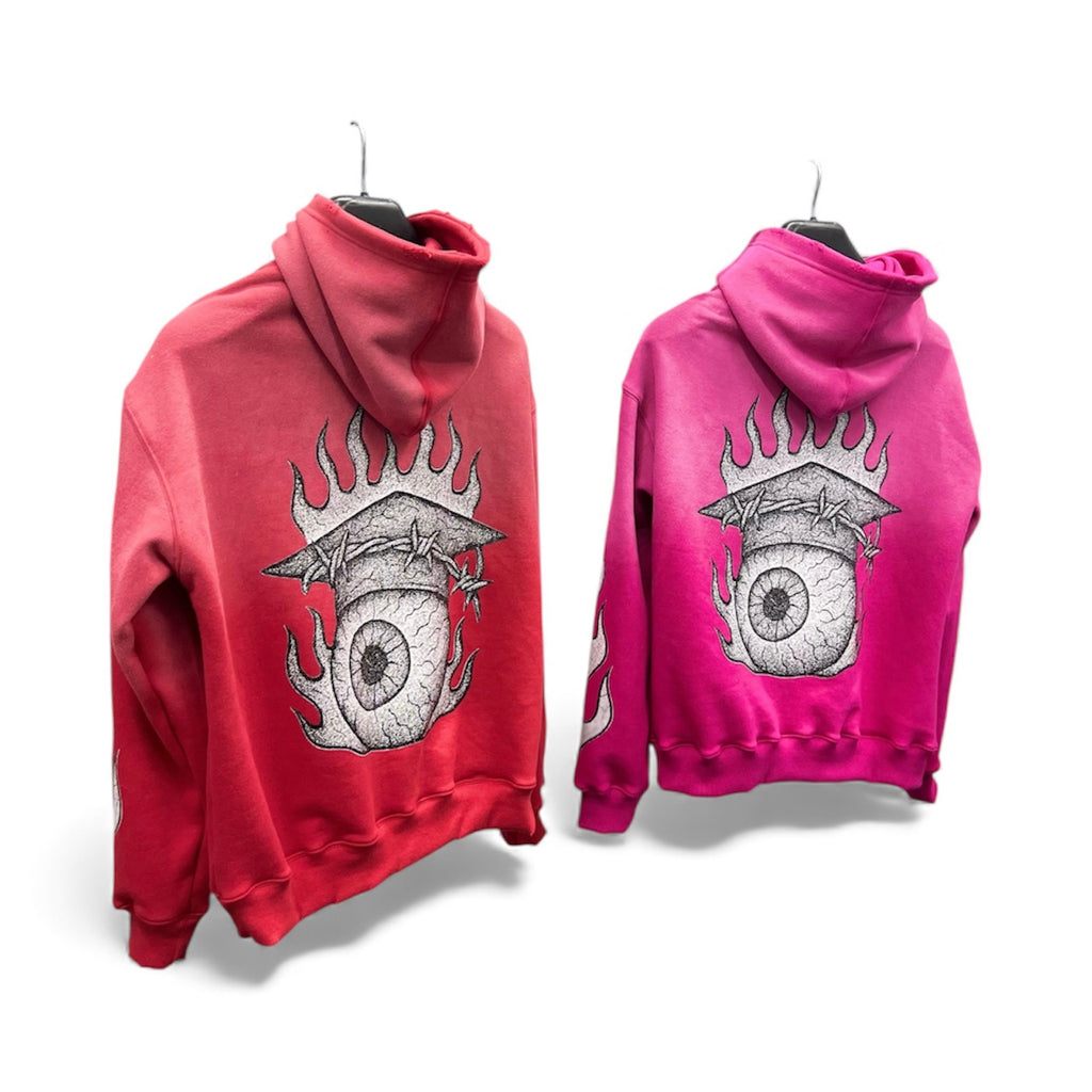 EYE 4 AN EYE HOODIE (CRIMSON RED + MAGENTA PINK)