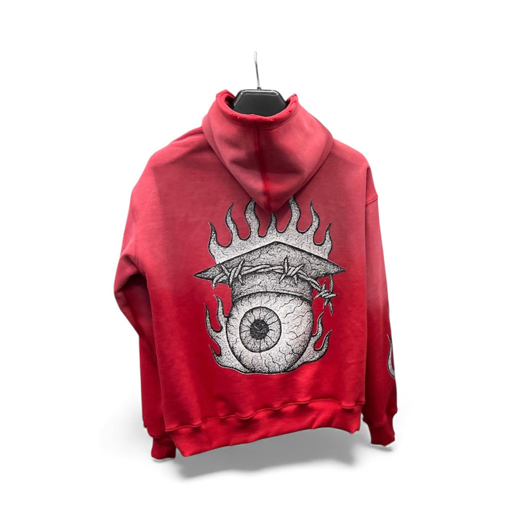 EYE 4 AN EYE HOODIE (CRIMSON RED + MAGENTA PINK)