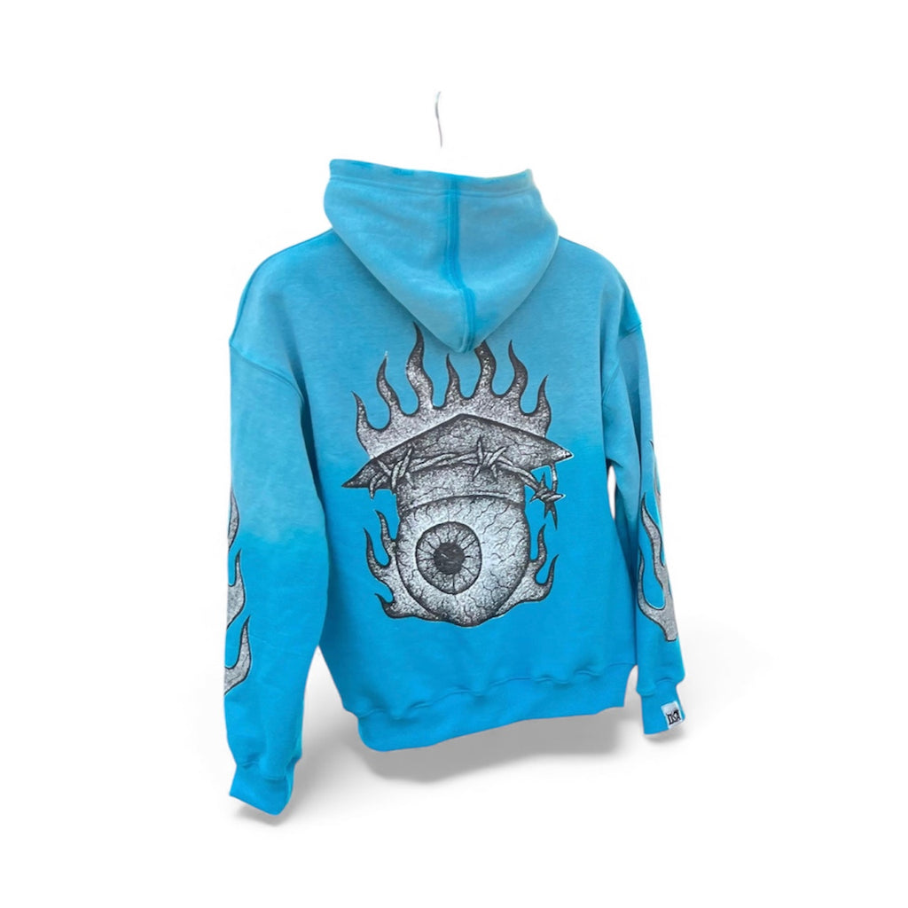EYE 4 AN EYE HOODIE (ABYSS BLACK + ICE CYAN)